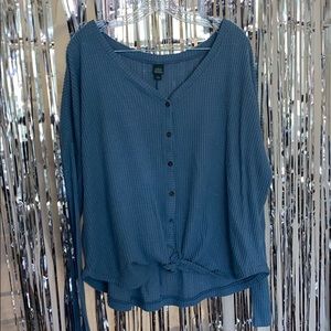 Tie Front Long Sleeve Top